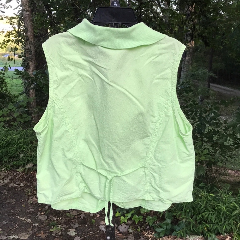 Onque Casuals Leopard Ruched Tank Top L & Sleeveless Green Tie Back Button Top L - Picture 13 of 14